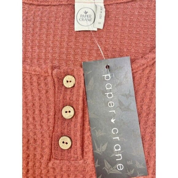 NWT Paper Crane Rust Crop Tie Front Soft Long Sleeve Top Women Size Small - Picture 5 of 8
